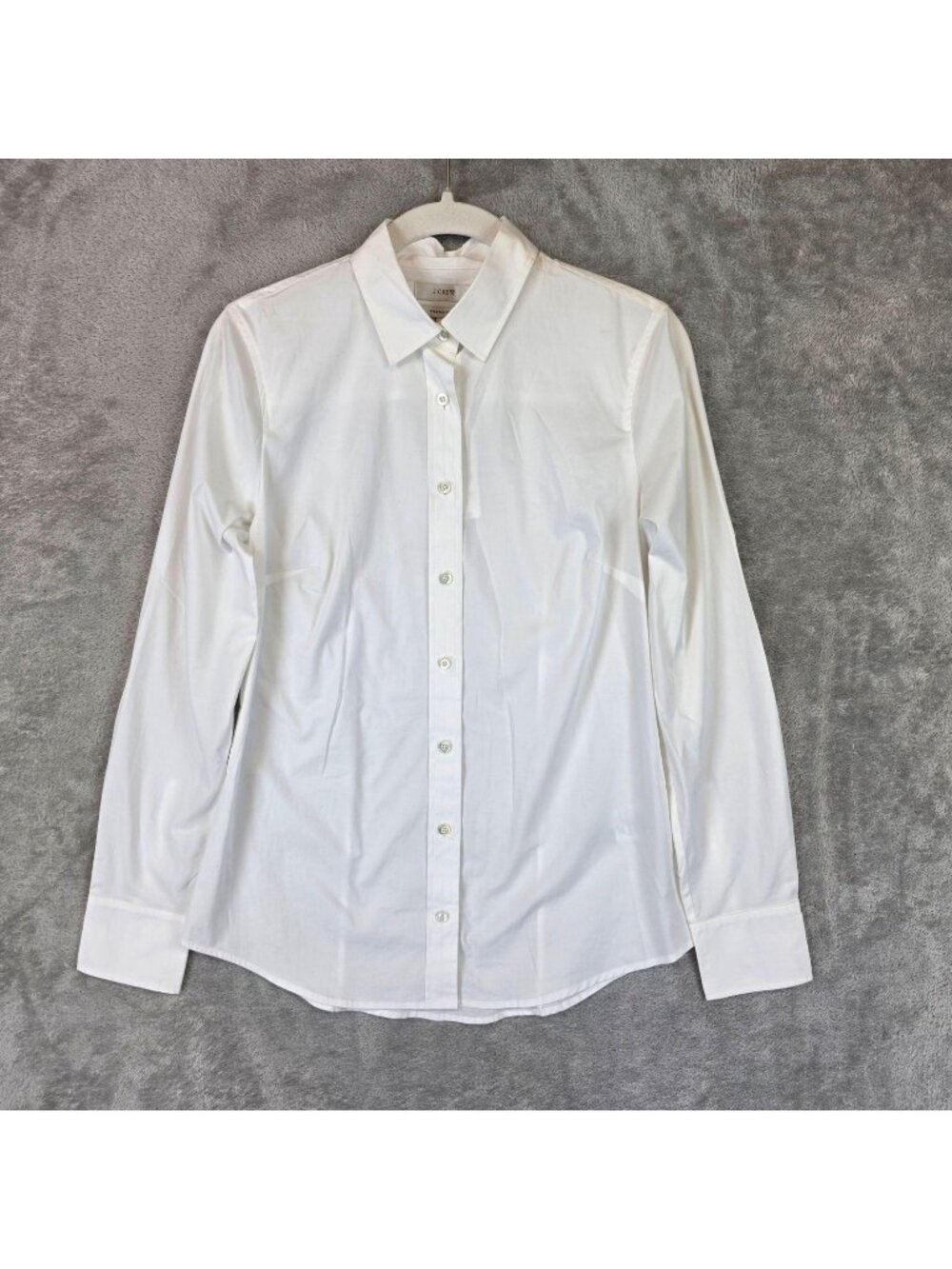 J.Crew Button Up Shirt Womens XS White Collared Long Sleeve Stretch Perfect